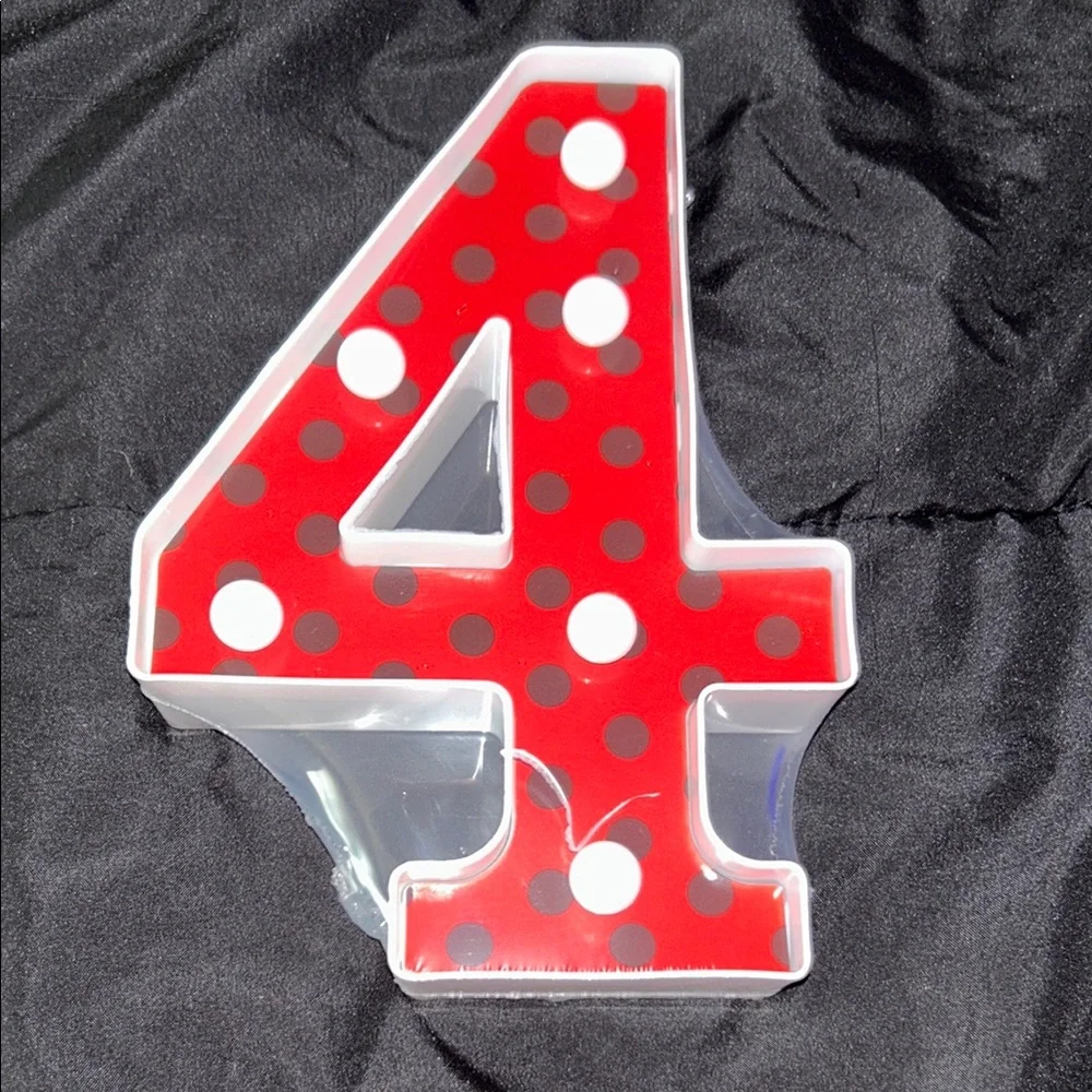 Red Polka Dot Number 4 Party Decoration